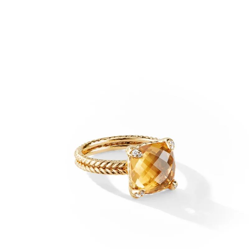 Jewelry Clearance – Final Chance To Save Big Chatelaine® Ring in 18K Yellow Gold with Citrine and Diamonds\, 11mm