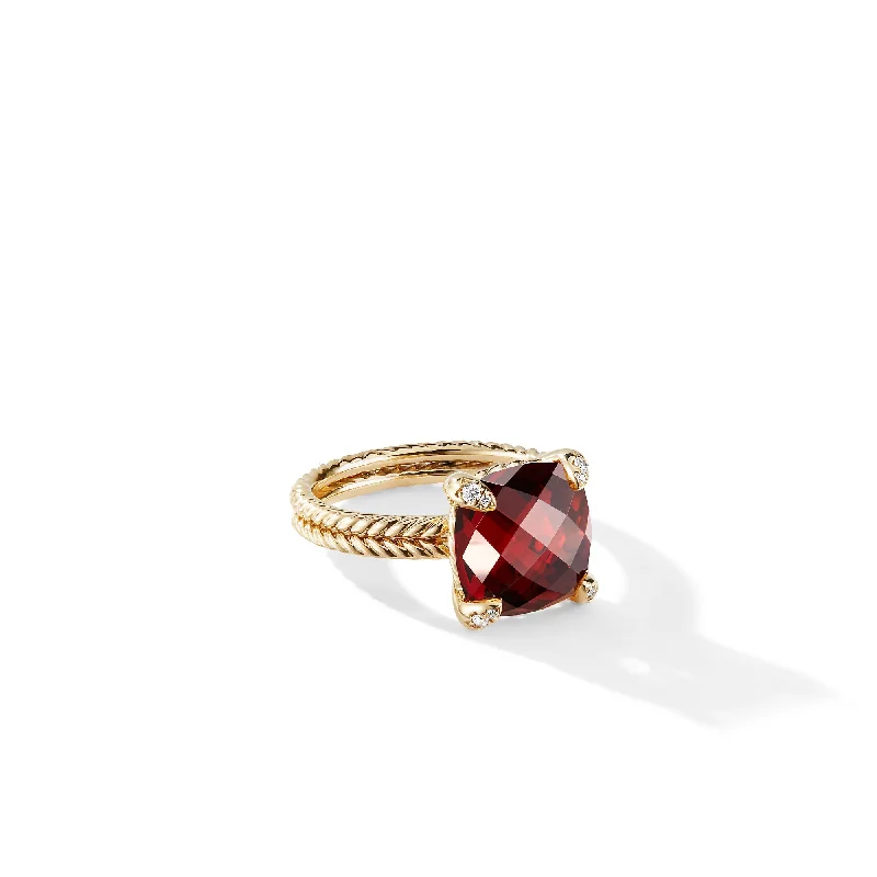 Timeless Elegance Now At Special Discounts Chatelaine® Ring in 18K Yellow Gold with Garnet and Diamonds\, 11mm