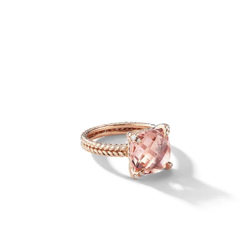 Premium Jewelry Now Available At Special Discounts Chatelaine® Ring in 18K Rose Gold with Morganite and Diamonds\, 11mm