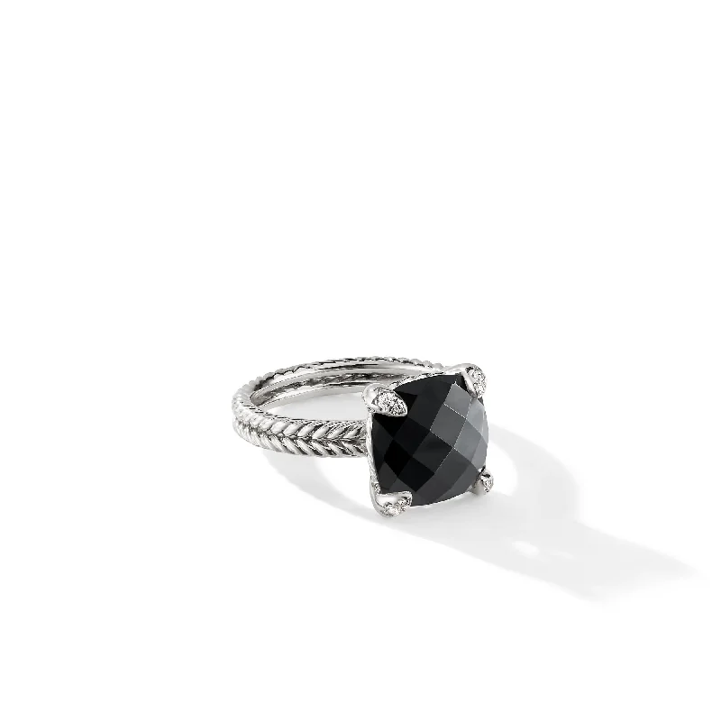 Flash Sale On Stunning Jewelry – Don't Miss Out Chatelaine® Ring in Sterling Silver with Black Onyx and Diamonds\, 11mm