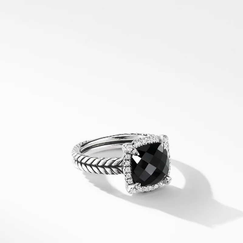 Elegant Jewelry At Unbeatable Prices – Shop Today Chatelaine® Pavé Bezel Ring in Sterling Silver with Black Onyx and Diamonds\, 9mm