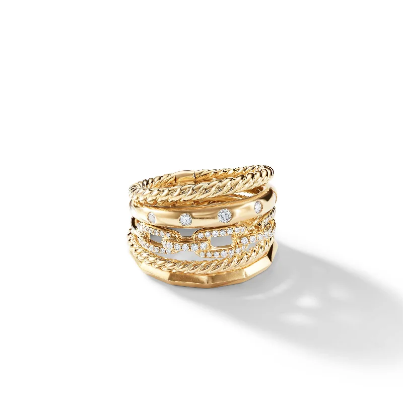 The Ultimate Jewelry Sale – Exclusive Styles At Great Prices Stax Five Row Ring in 18K Yellow Gold with Diamonds\, 15mm