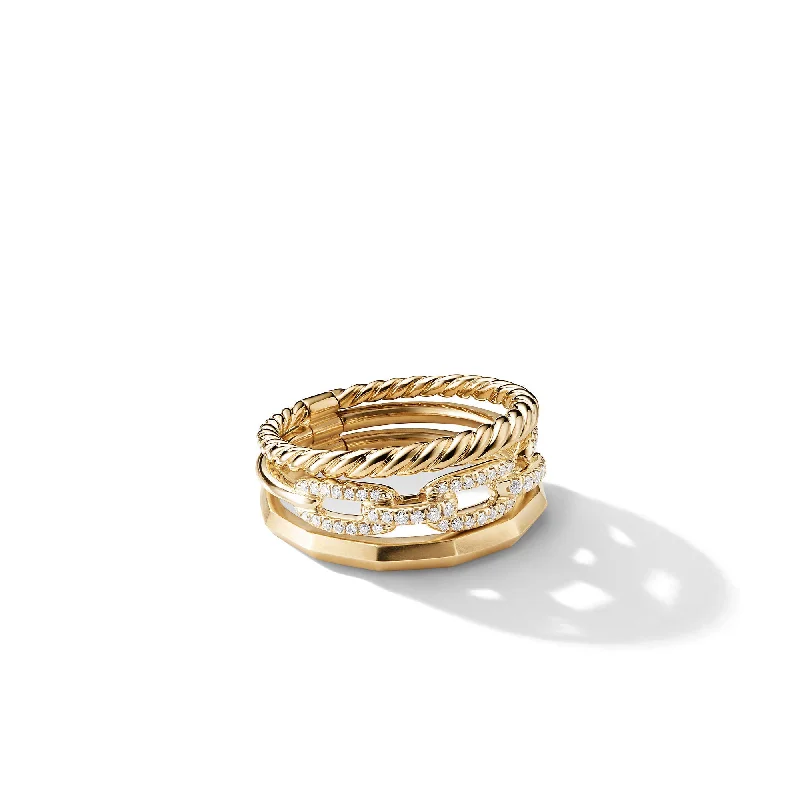 Shop Dazzling Rings, Earrings, And More At Special Discounts Stax Three Row Ring in 18K Yellow Gold with Diamonds\, 9.5mm