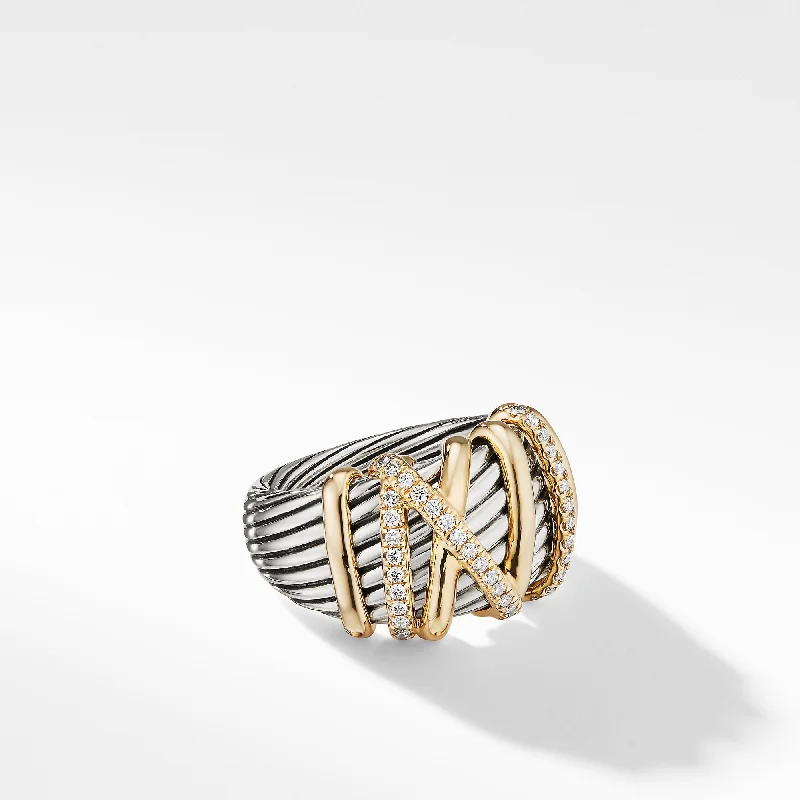 Shop Signature Jewelry Styles At Exclusive Prices Helena Ring in Sterling Silver with 18K Yellow Gold and Diamonds\, 15mm