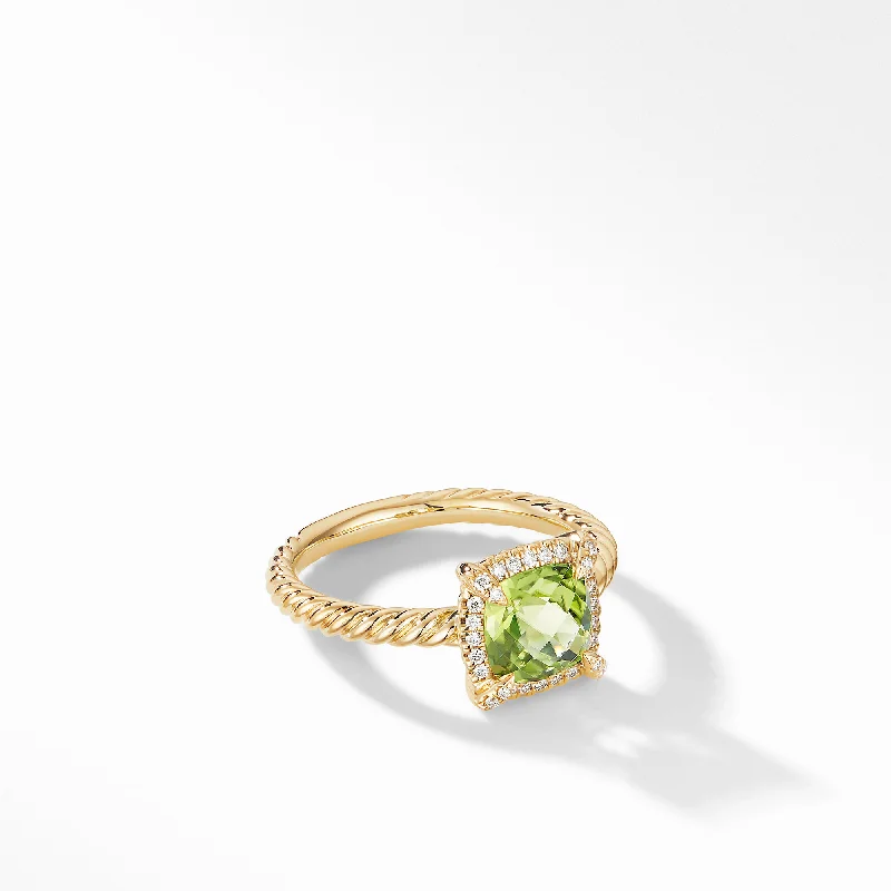 Best Jewelry Deals – Premium Quality At Exclusive Discounts Petite Chatelaine® Pavé Bezel Ring in 18K Yellow Gold with Peridot and Diamonds\, 7mm