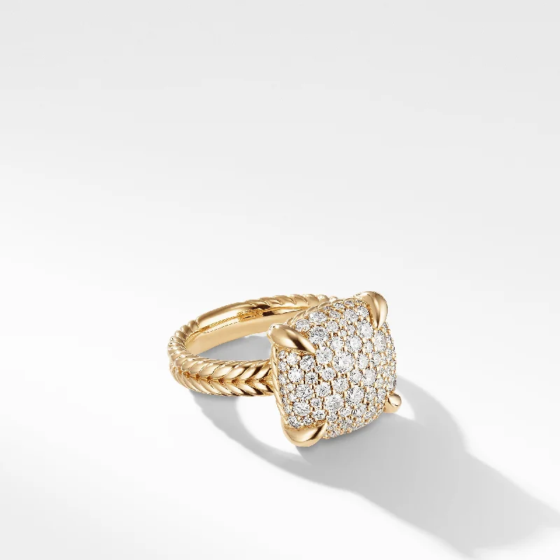 Bold And Beautiful Jewelry Now At Irresistible Prices Chatelaine® Ring in 18K Yellow Gold with Pavé Diamonds\, 14mm