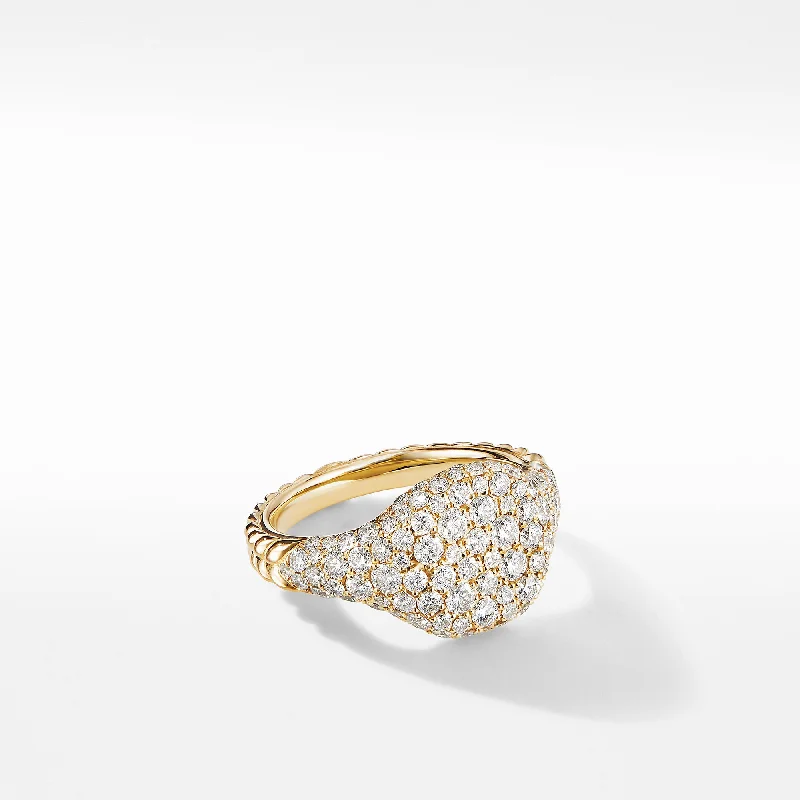 High-Quality Jewelry At A Fraction Of The Cost Chevron Pinky Ring in 18K Yellow Gold with Diamonds\, 10mm