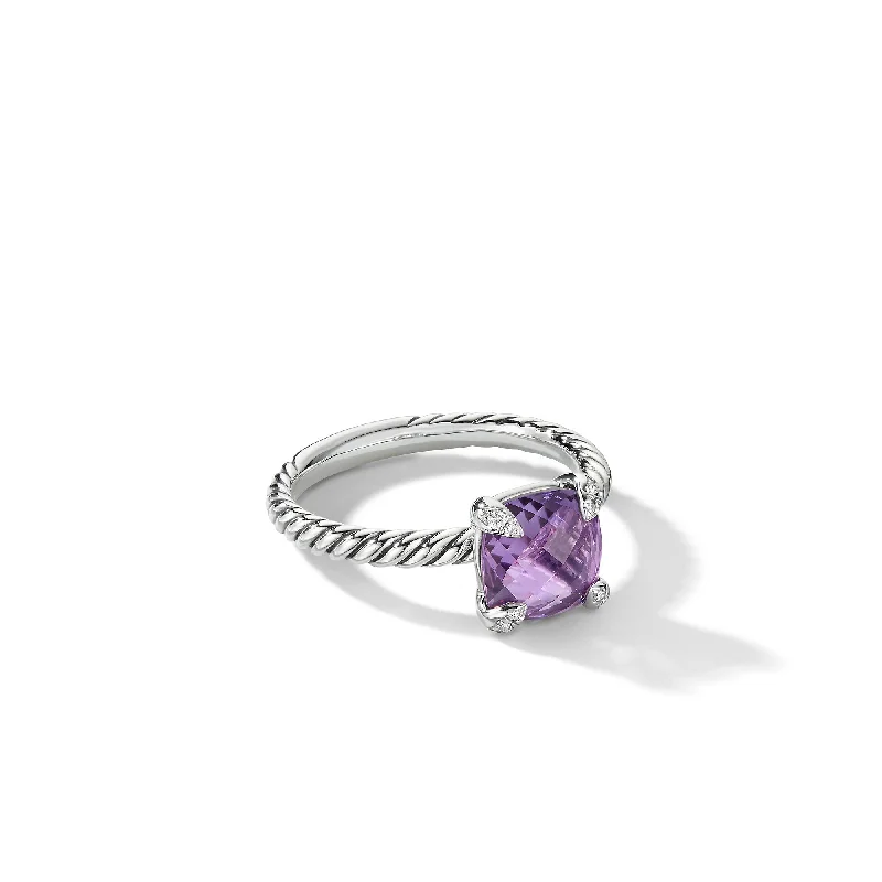 Limited-Stock Jewelry Sale – Shop Before It's Gone Chatelaine® Ring in Sterling Silver with Amethyst and Diamonds\, 8mm