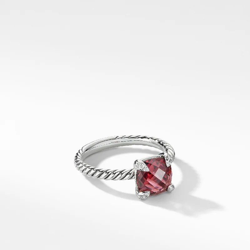 Must-Have Jewelry At Unbelievable Discounts Chatelaine® Ring in Sterling Silver with Rhodolite Garnet and Diamonds\, 8mm