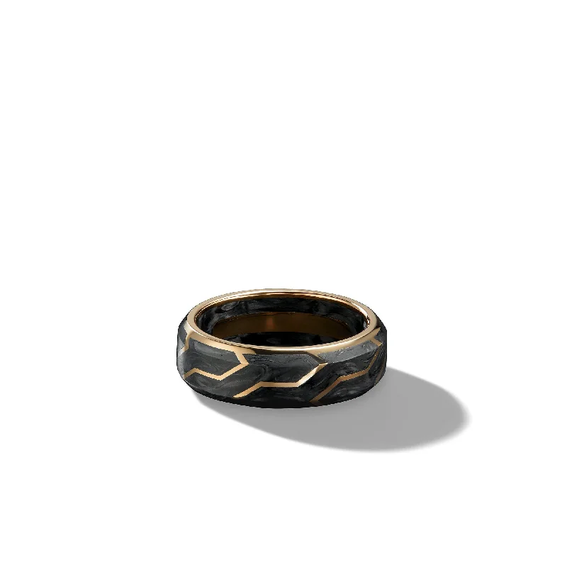 Exclusive Jewelry Offers – Shine For Less Forged Carbon Band Ring in 18K Yellow Gold\, 8.5mm