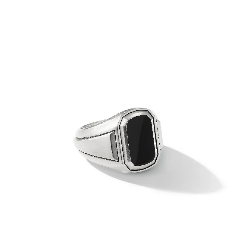 Jewelry Flash Sale – Stylish Designs At Unbeatable Rates Deco Signet Ring in Sterling Silver with Black Onyx\, 18.8mm