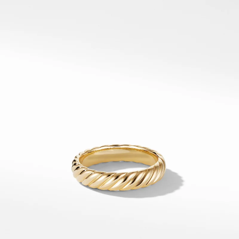 Elevate Your Outfit With Discounted Statement Jewelry Cable Band Ring in 18K Yellow Gold\, 5mm