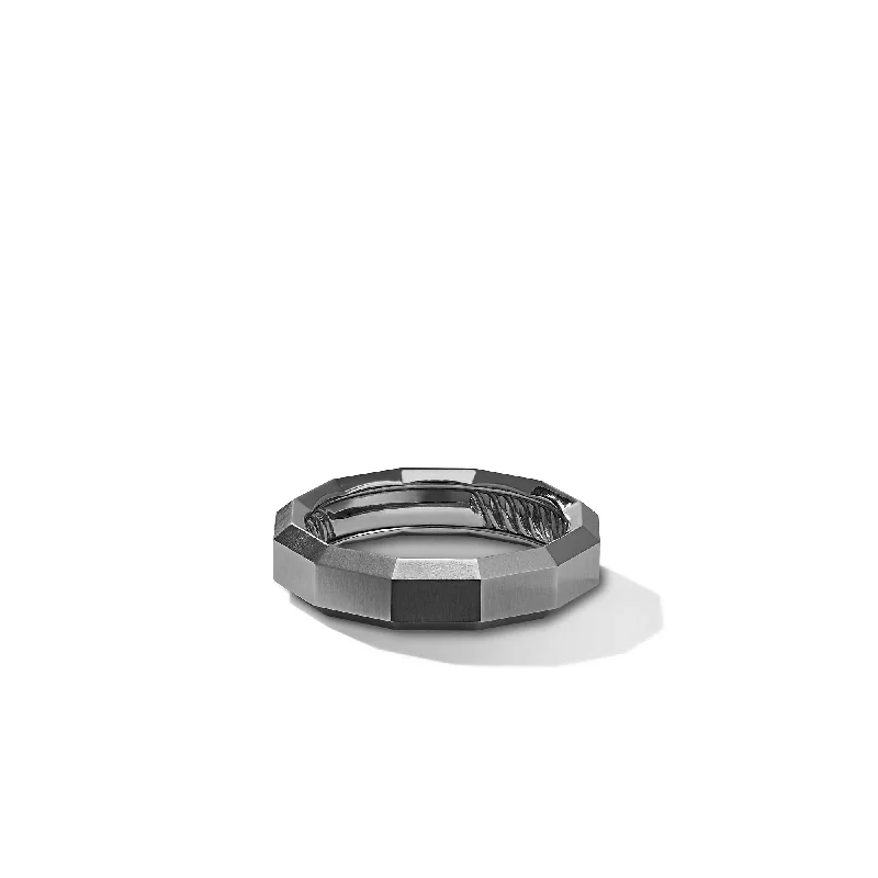 Shine Bright With Our Special Jewelry Promotions Faceted Band Ring in Grey Titanium\, 6mm