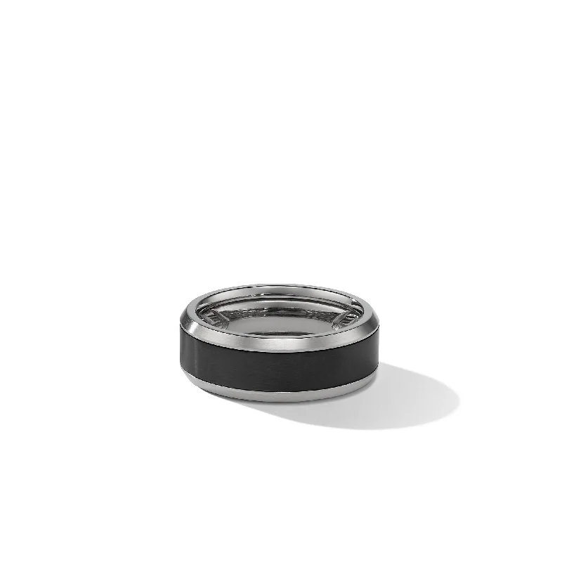 Flash Sale On Stunning Jewelry – Limited Stock Available Beveled Band Ring in Grey Titanium with Black Titanium\, 8.5mm